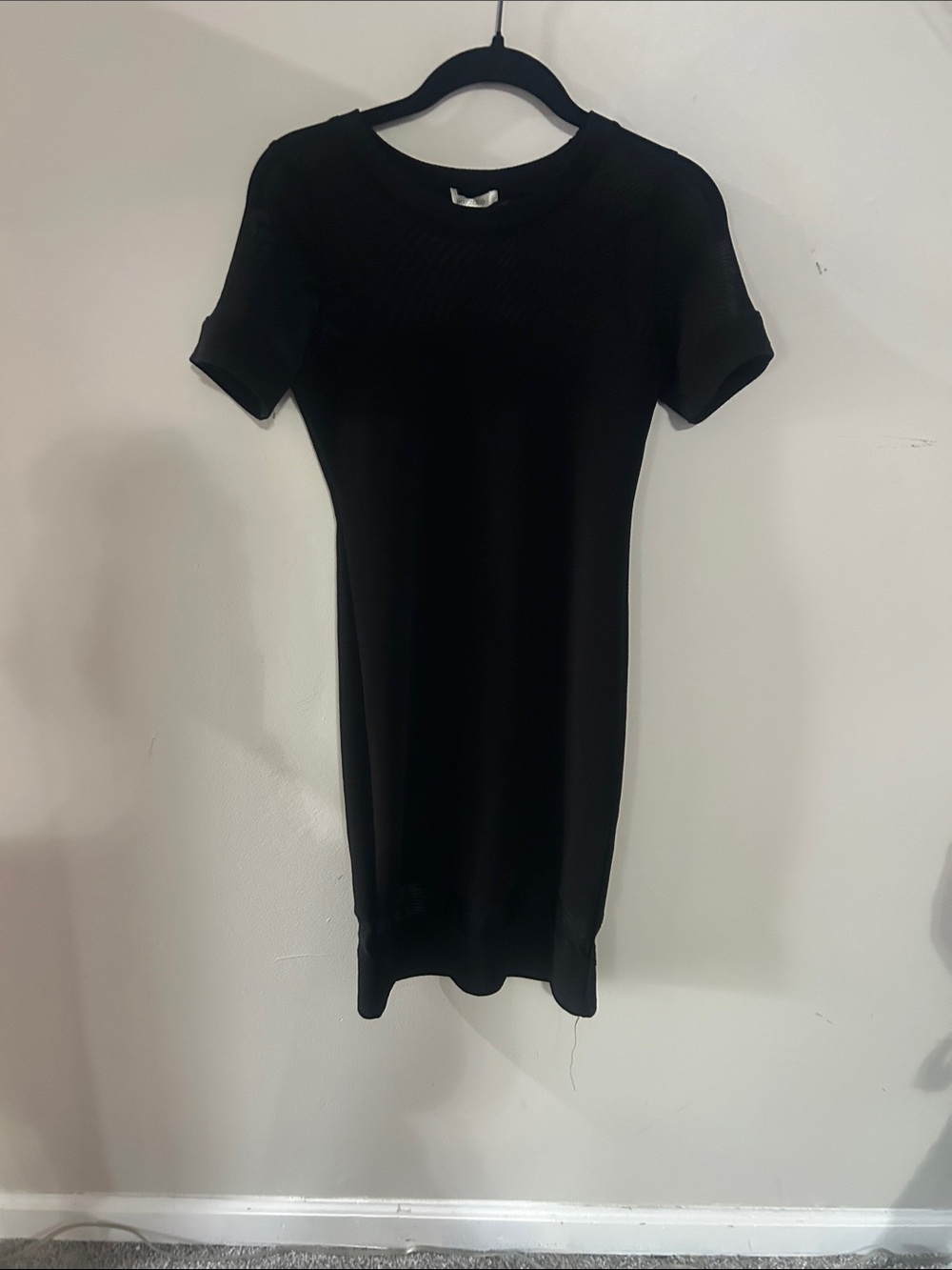 Bozzolo Black Short-Sleeve Ribbed Bodycon Mini